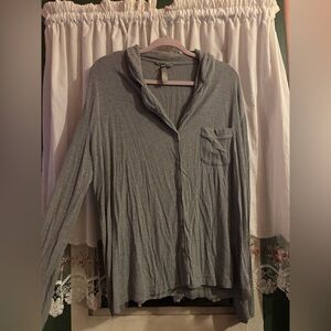 SKIMS Waffle Knit Button Up Pajama Top Grey Size L G